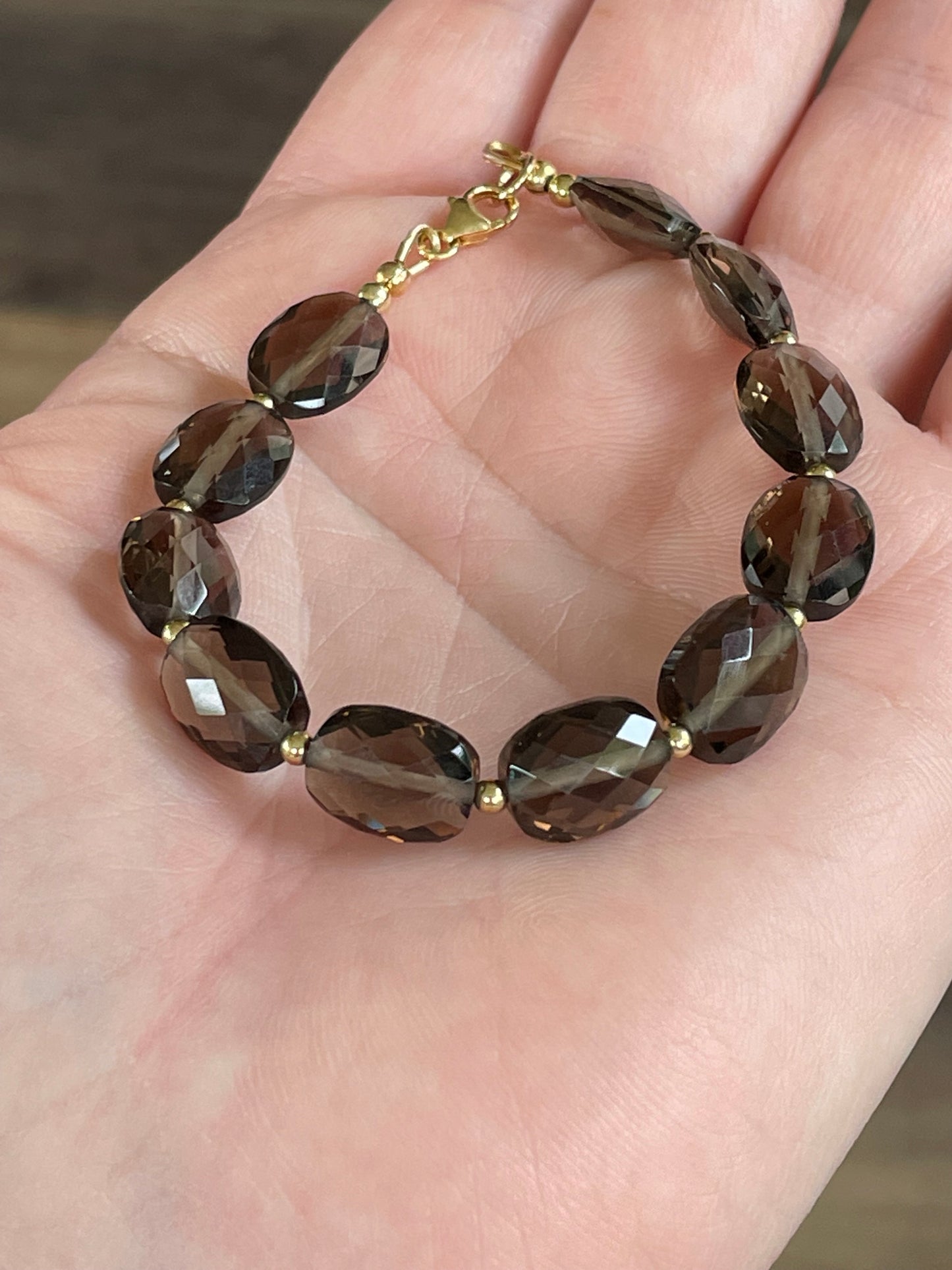 Smokey Quartz cushion cut bracelet