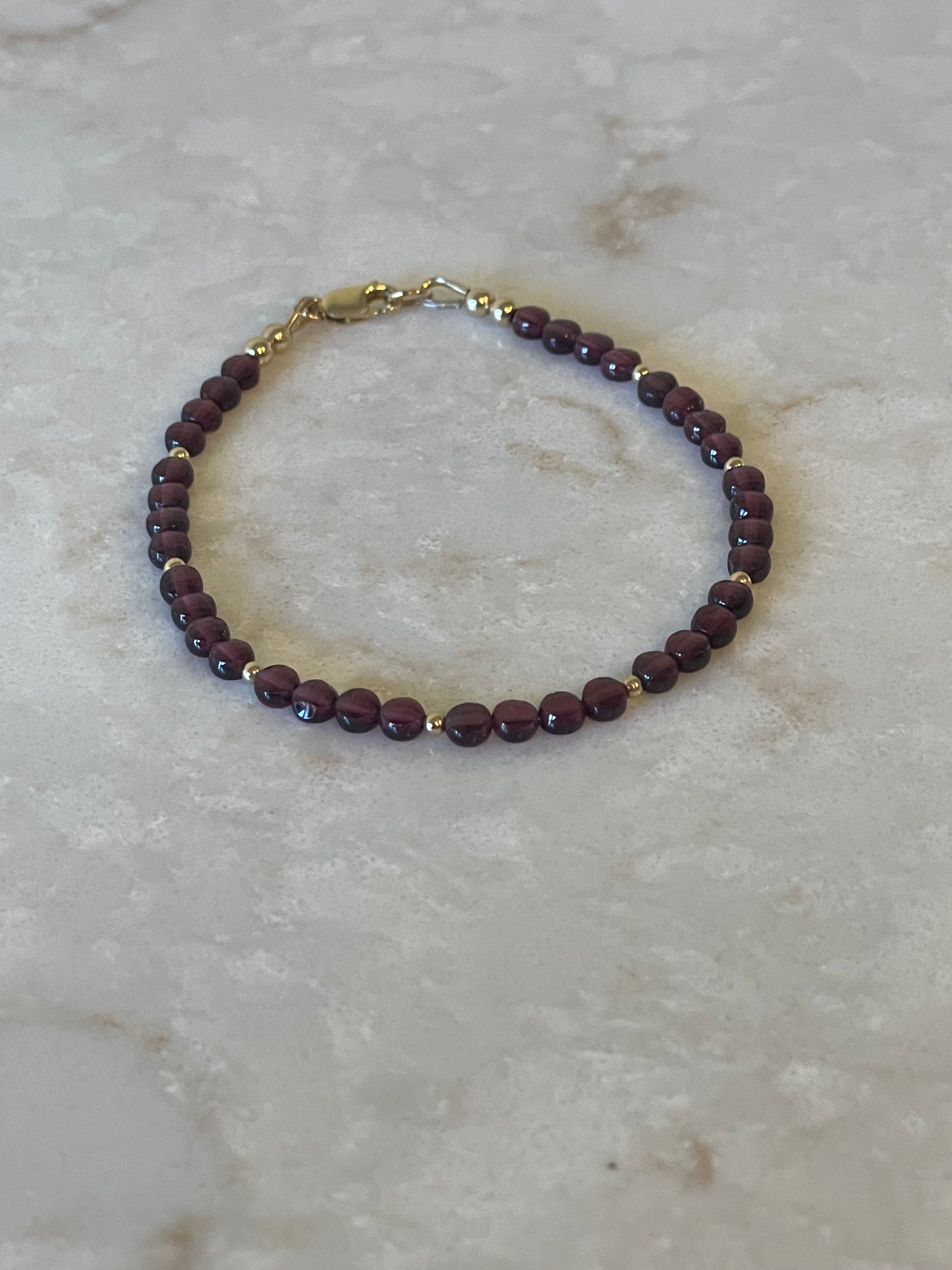 Rhodolite Garnet coin shaped bracelet