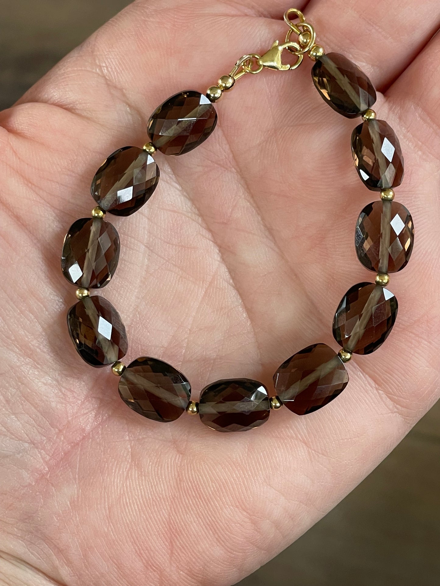 Smokey Quartz cushion cut bracelet