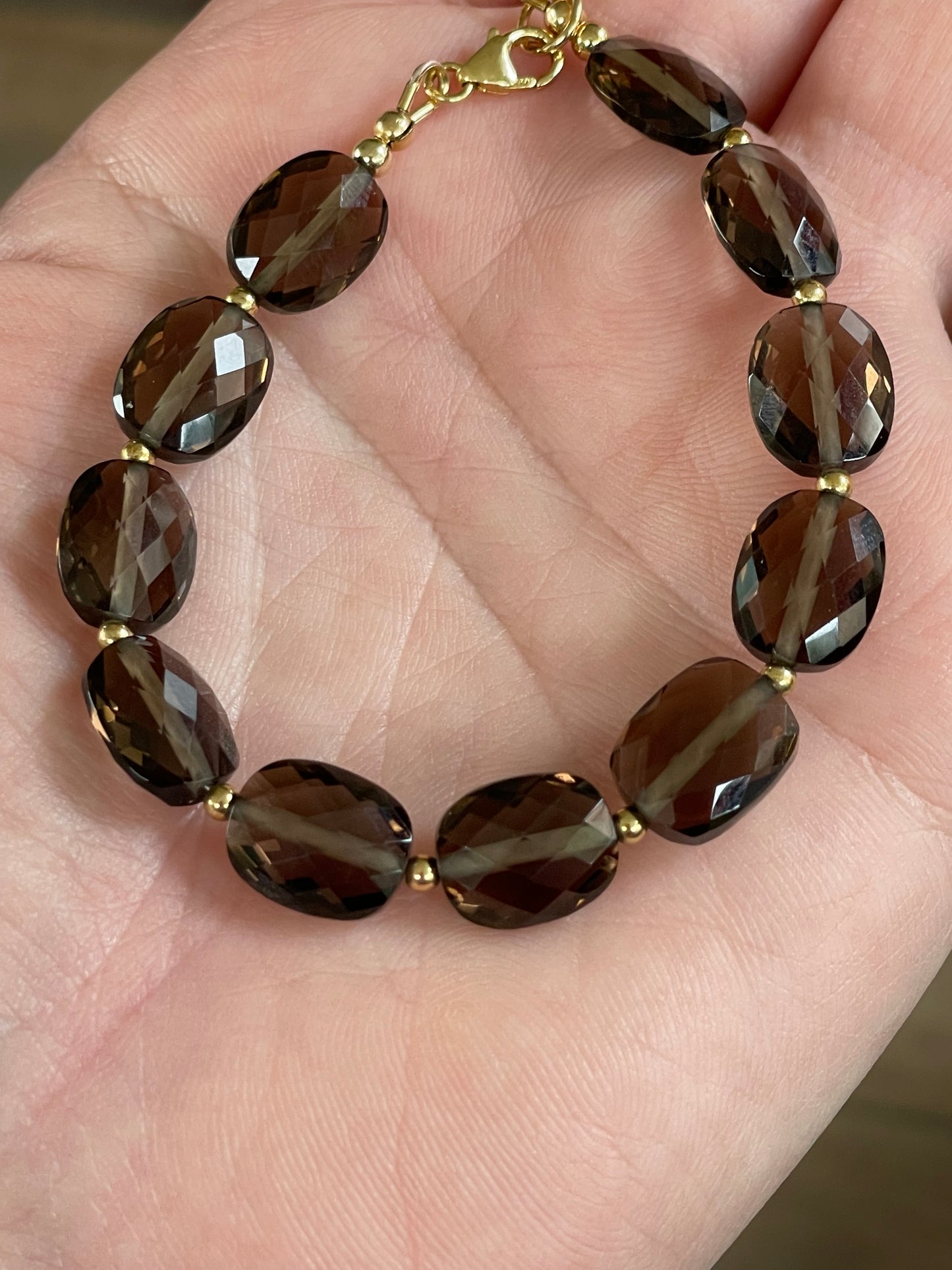 Smokey Quartz cushion cut bracelet