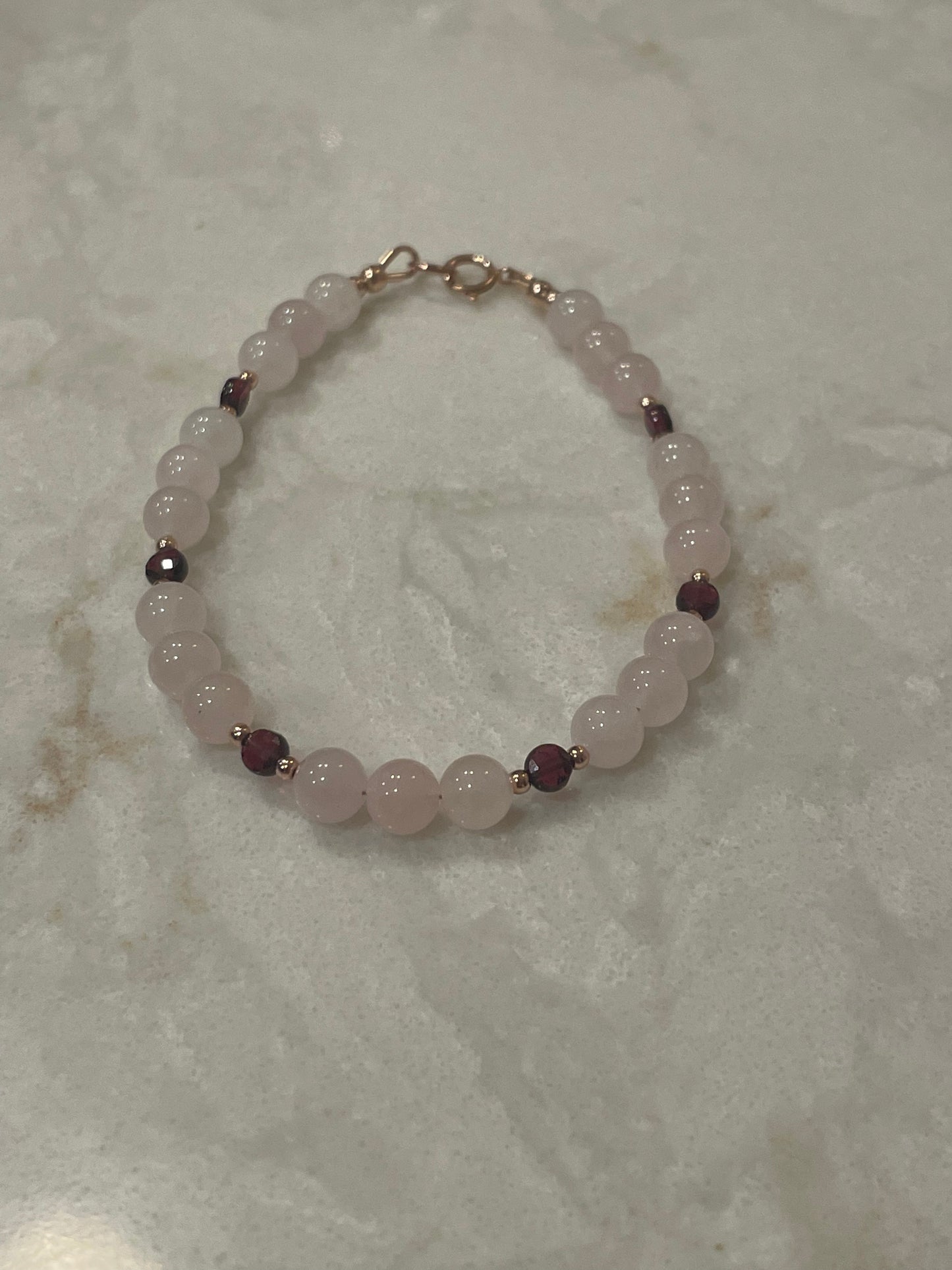 Rose quartz and garnet bracelet