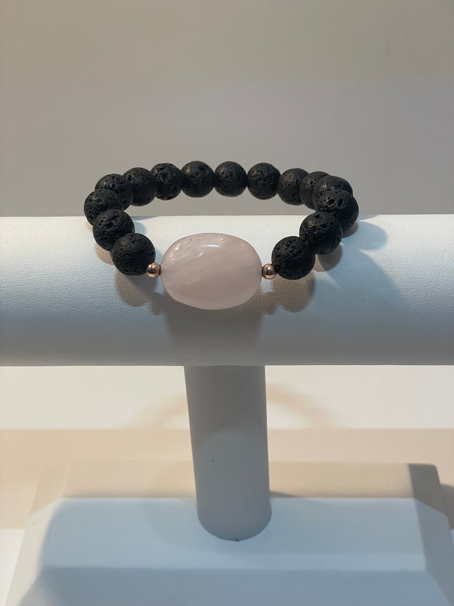 Rose Quartz lava bead bracelet