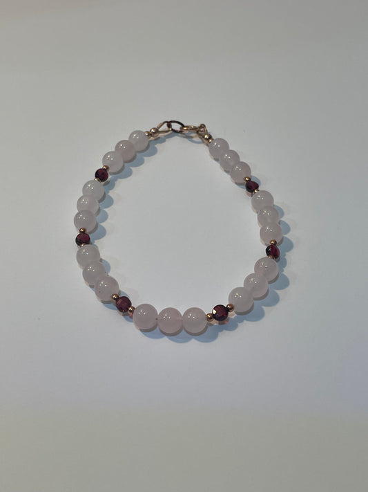 Rose quartz and garnet bracelet