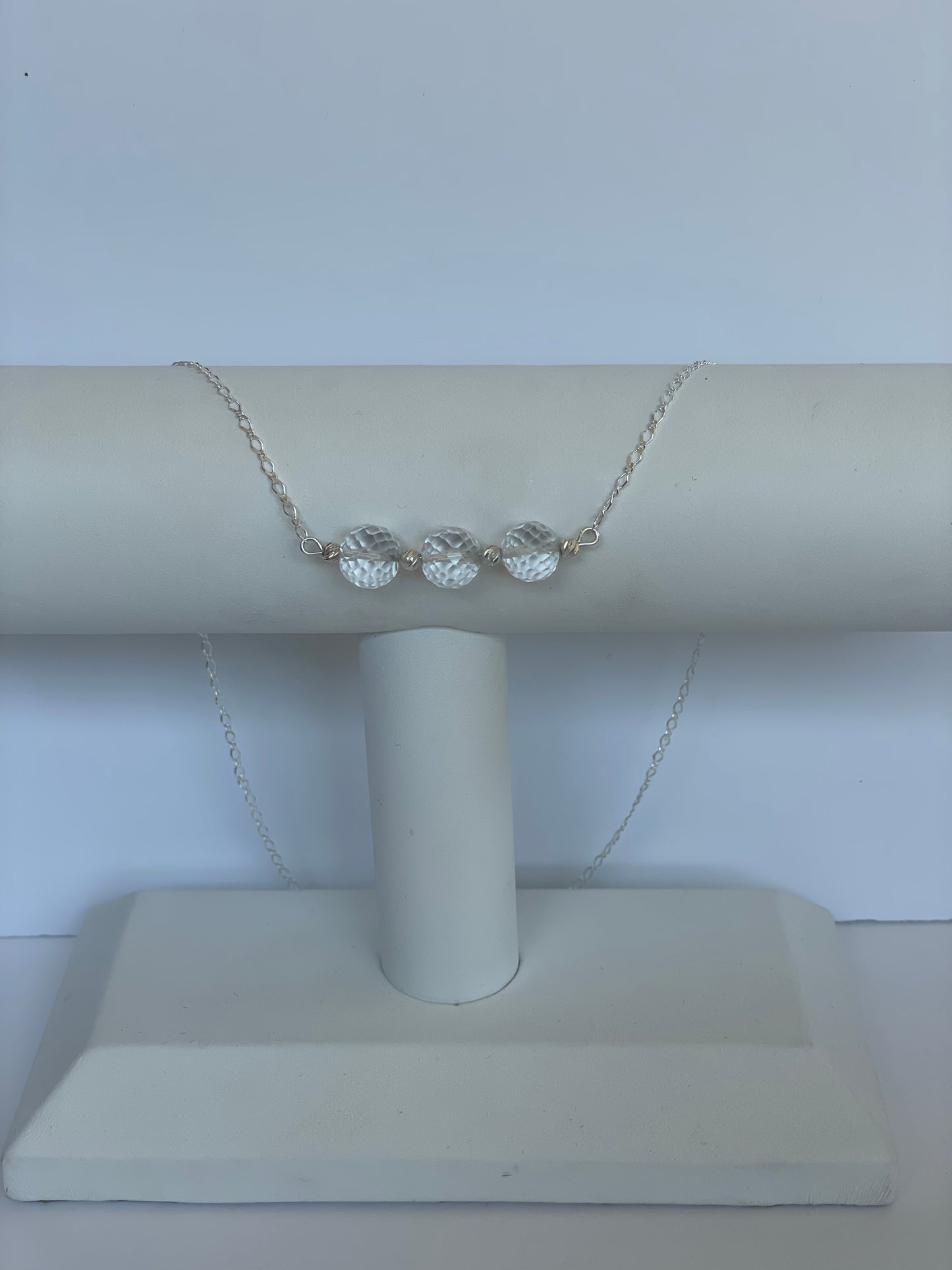 Clear Quartz triple bead necklace
