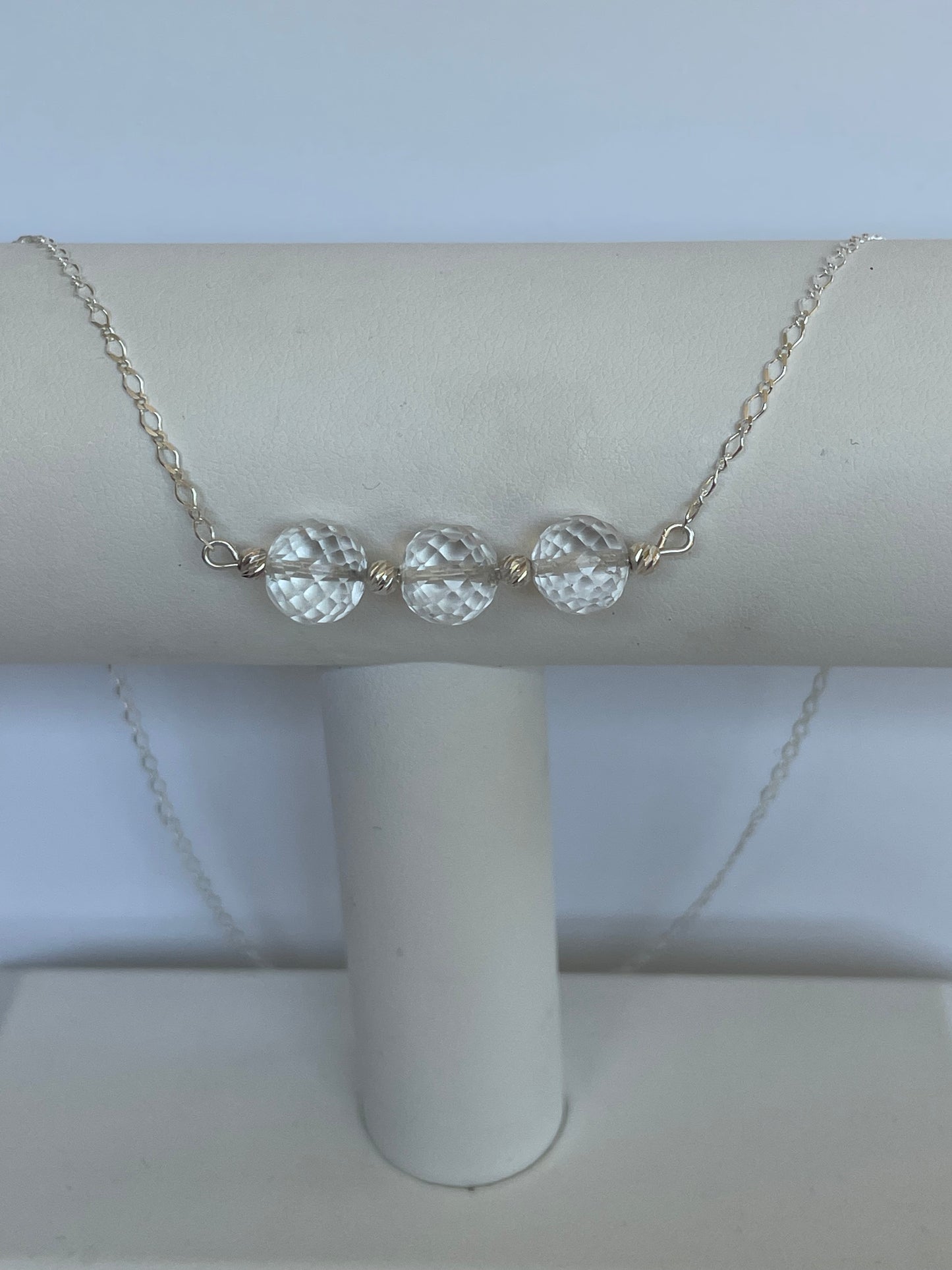 Clear Quartz triple bead necklace