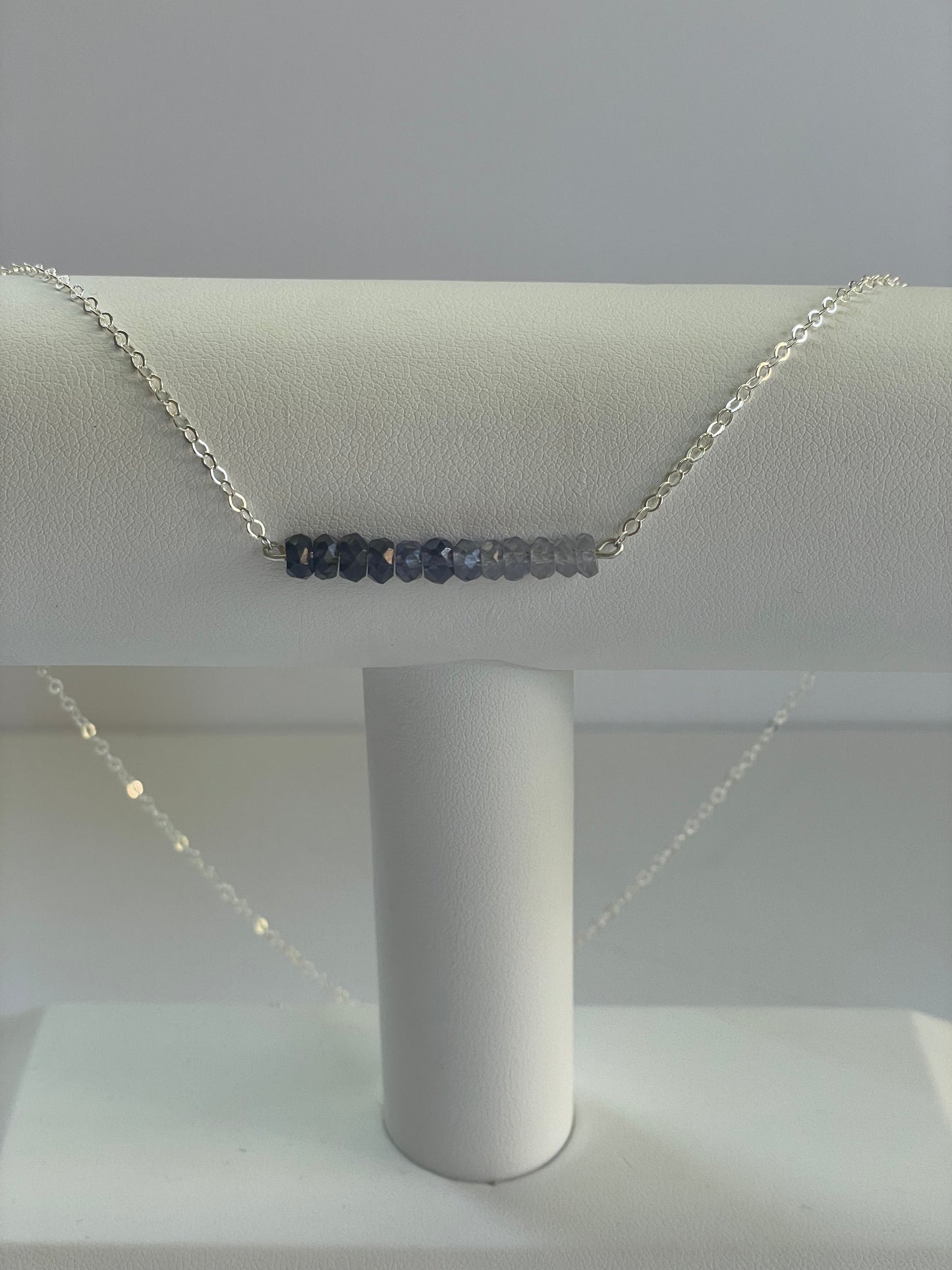 Shaded Iolite bar necklace