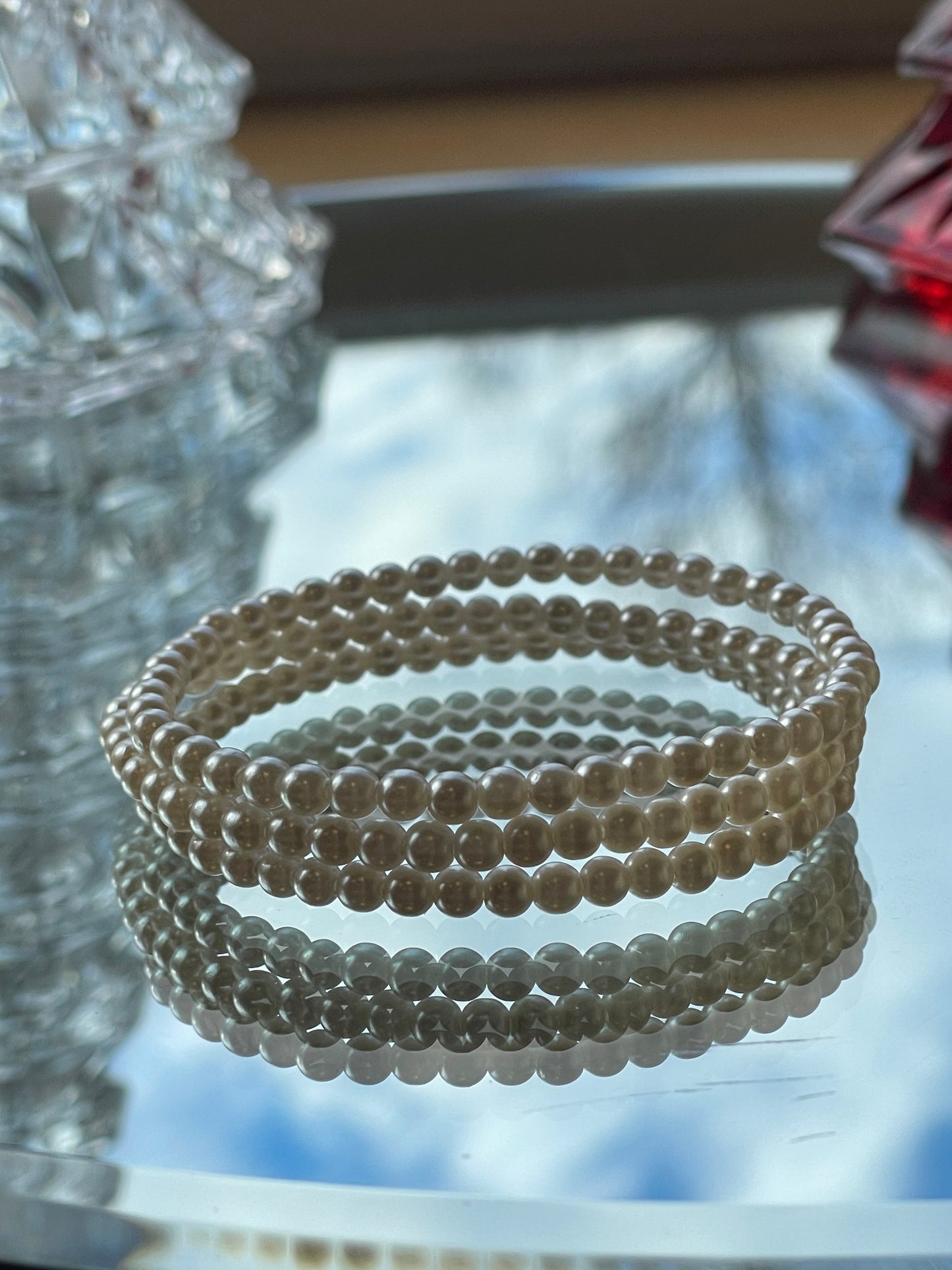 Ivory cultured Pearl bracelet stack