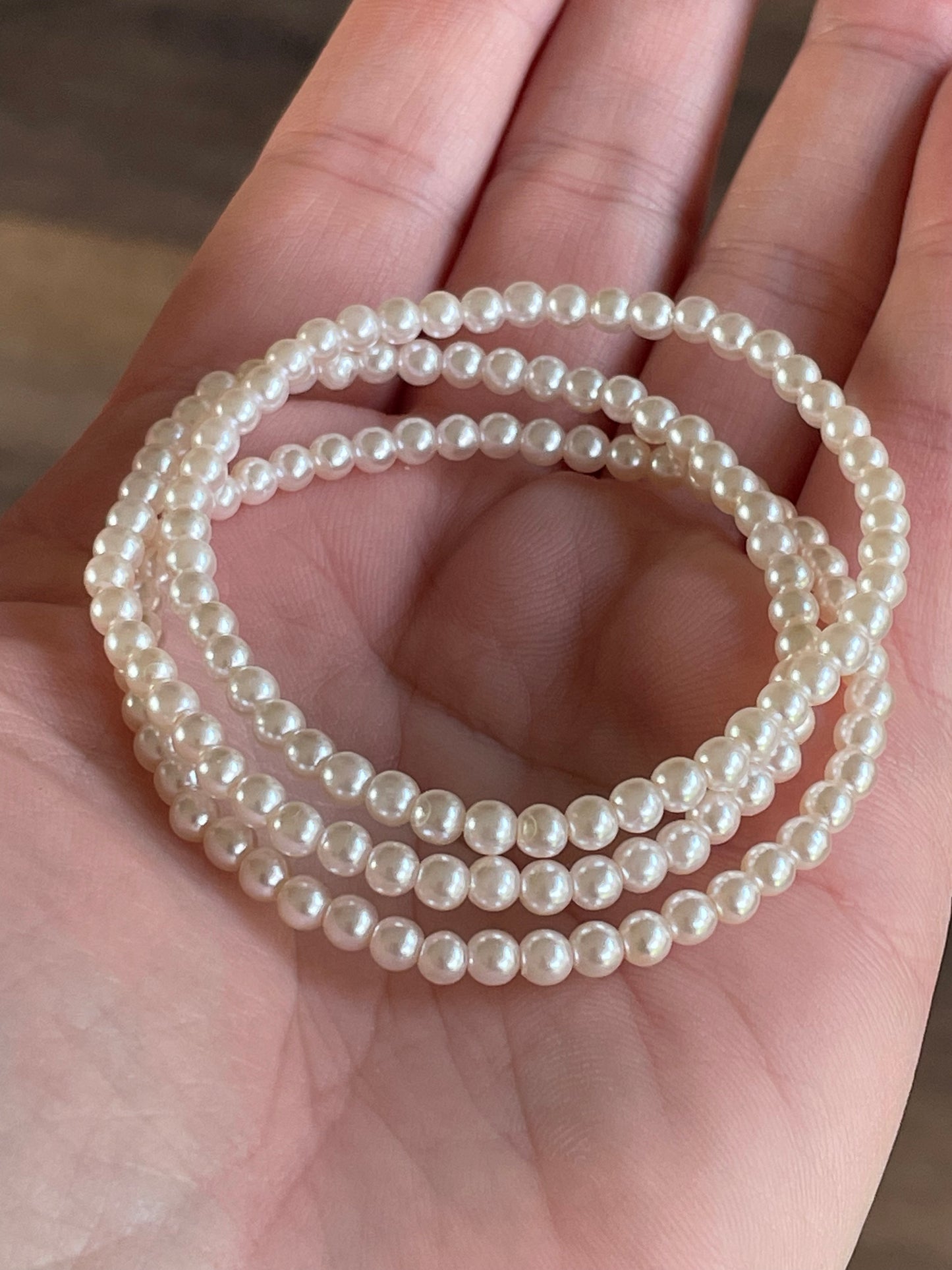 Ivory cultured Pearl bracelet stack