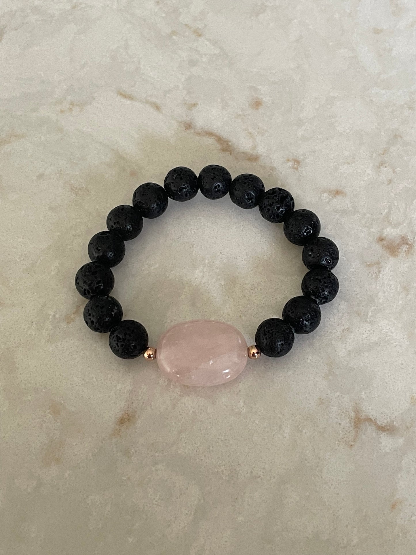 Rose Quartz lava bead bracelet